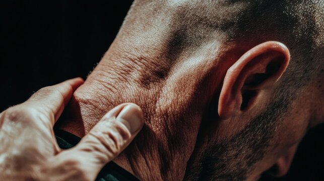 Close-up of Muscle Spasm on Human Neck