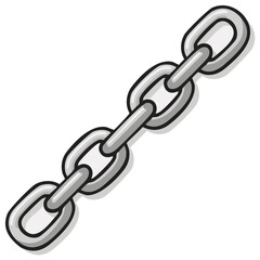 Fototapeta premium Cartoon illustration of a metal chain on a white background.
