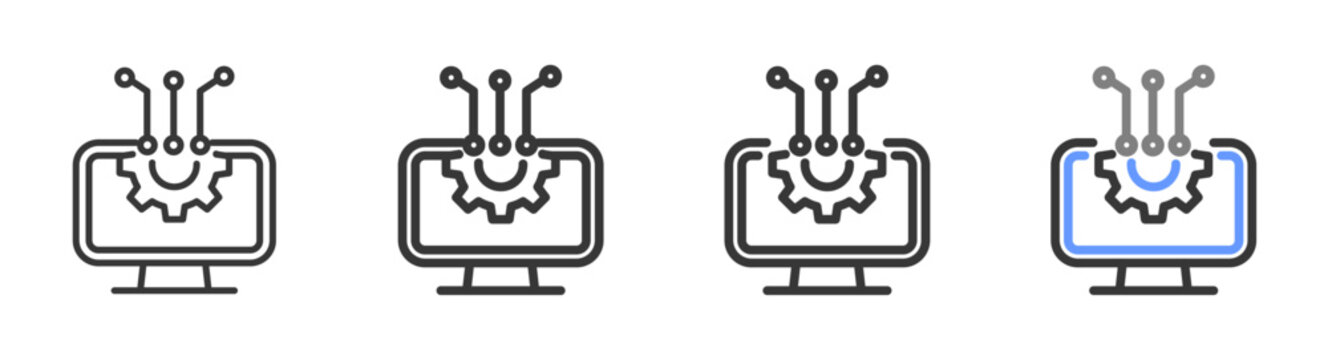 The Ultimate technology Styles with Variations Line of icon set vector illustration