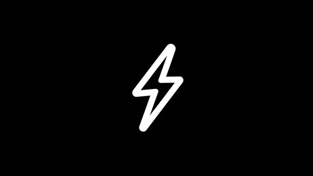 Minimalist white lightning bolt icon on black background