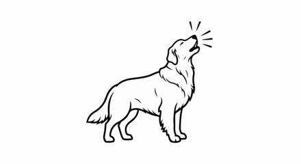 Fototapeta premium A line art drawing of a dog with its head up, barking