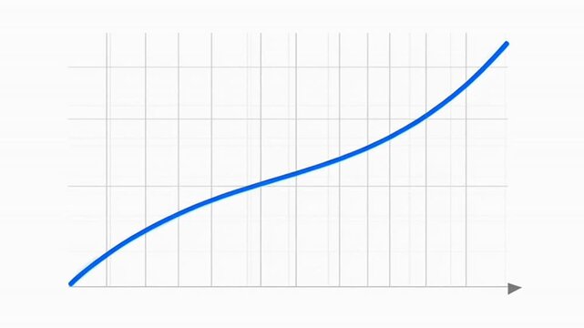 A blue curved line on a grid.