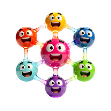 Colorful Cartoon Emotions Connected in Circle.