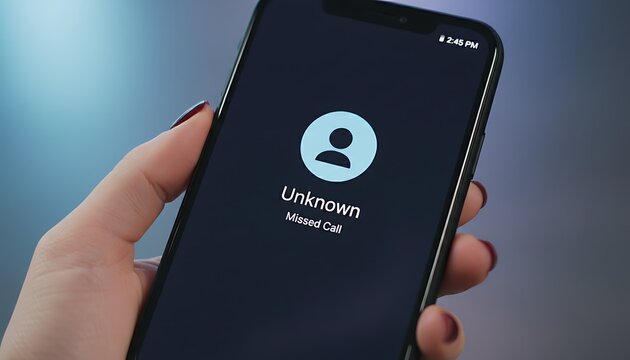 Unknown Missed Call on Smartphone Screen