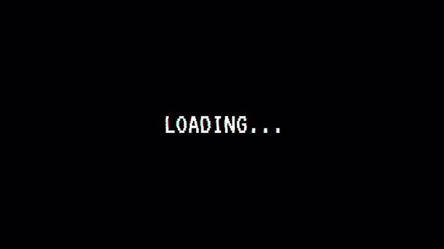 Loading glitch video game screen on transparent background. Cyberpunk loading text with RGB distortion effect. glitch on classic loading text animation footage. video 4K