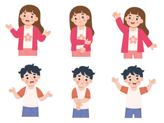 Fototapeta premium Illustration set of children's gesture expressions