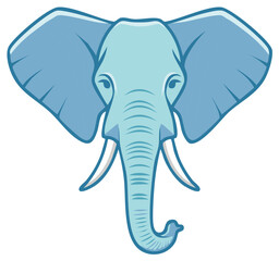 Fototapeta premium Cartoon Elephant Head with Tusks and Large Ears Illustration