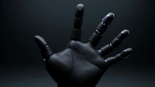 Futuristic Cyborg Bionic Black Hand Holding Glowing Energy Orb For AI Technology