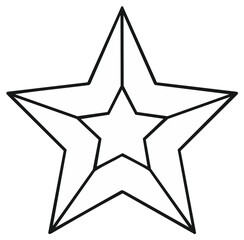 Fototapeta premium Black outline star graphic with a smaller star nested perfectly inside geometric minimalist design