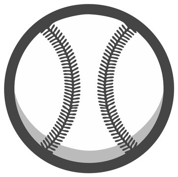 Stylized baseball illustration featuring prominent seams and a dark circular border around the ball.