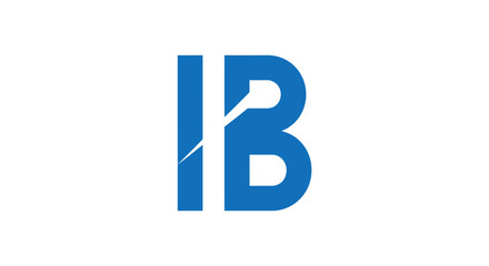 Abstract lettering blue i and b design on white background © ikk