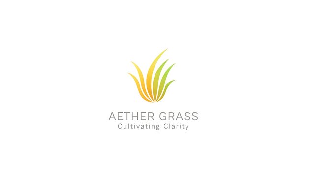 [aesthetic Logo Design] Aether Grass Brand Logo with Stylized Grass Icon in Yellow and Green
