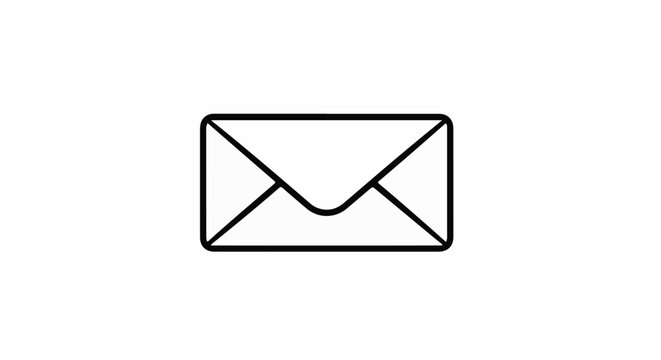 A simple black outline of a closed envelope on a white background