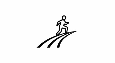Obraz premium A stylized figure of a person running on a path with three converging lines