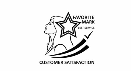 Obraz premium A stylized icon of a woman with a star representing customer satisfaction