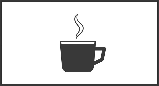 A simple black coffee cup icon.