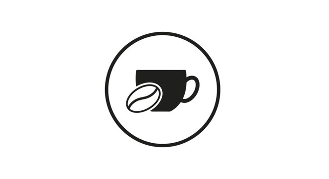 Simple coffee cup icon with bean.