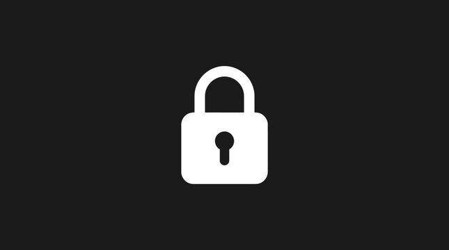 A white lock icon on a black background represents security and protection.