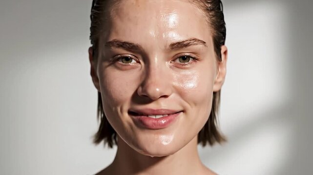 Moisturized skin hydration glowing face healthy complexion natural beauty closeup skincare young adult fresh smooth texture wellness self care split face hydration comparison woman dry skin hydrated