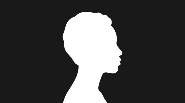 A white silhouette illustration of a person's head and neck against a black background Sheva