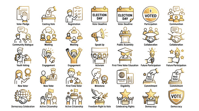 civic engagement and participation encouragement icon set gradient 