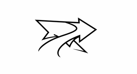 Obraz premium Abstract graphic with two intertwined, sharp-edged arrows pointing right