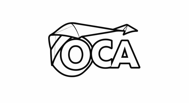 Abstract geometric logo with sharp angles and curves, forming letters