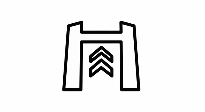 Abstract geometric shape with chevron arrows pointing upwards