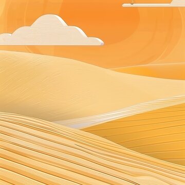 A serene desert landscape with rolling sand dunes at sunset