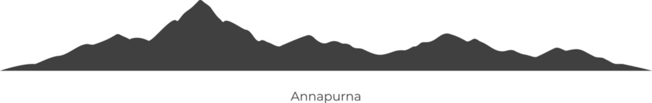 Annapurna mountain skyline vector, wide minimal horizon silhouette, clean alpine range strip