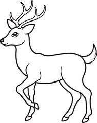 Fototapeta premium Cute Wild Deer with Antlers Coloring Page Vector Line Art for Kids