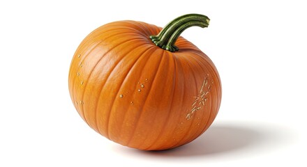 Obraz premium Vibrant orange pumpkin on white background perfect for seasonal designs
