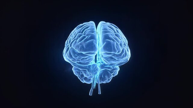 Blue Neon Brain Animation Video Loop for Mind Science.