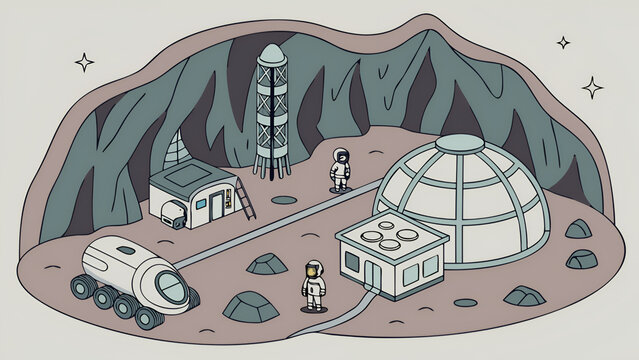 A small space station with a small space station and a small space station