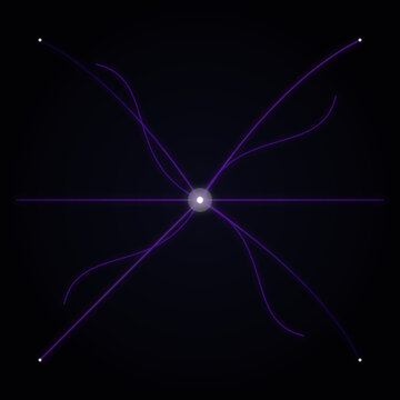 A cross drawn in purple on a white background