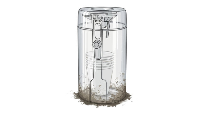 Clear plastic insect trap with bait and dead insects