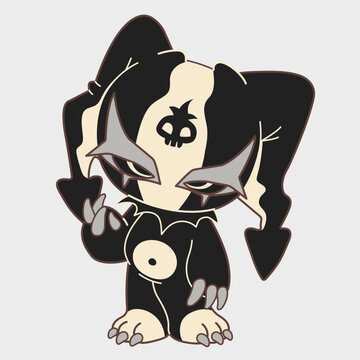 Gloomy cartoon joker. Cartoon Halloween mascot. Positive and unique design.