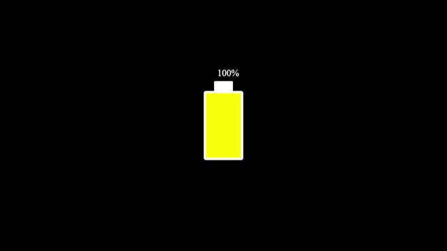 Countdown low betari icon 0 to 100% battery charging animation on black background. 80 percent fast charging video. battery charging footage.