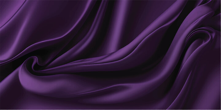 Elegant flowing purple and pink silk satin fabric texture with smooth violet waves creates a luxury soft textile backdrop for elegant material design