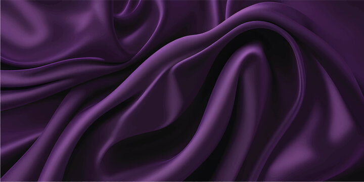Luxury smooth purple silk and violet satin fabric material with a shiny wavy texture and soft elegant drapery for a romantic textile backdrop