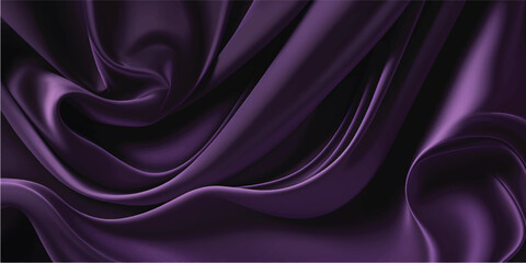 Obraz premium A luxury purple and violet silk satin fabric background features a smooth flowing wave pattern with a soft textile texture for an elegant material backdrop design