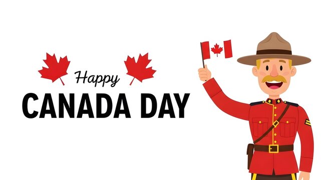Happy canada day celebrating with a royal canadian mounted police officer