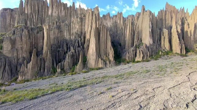 Aerial View of Valley of the Souls Spiky Rock Formations in La Paz, Bolivia
