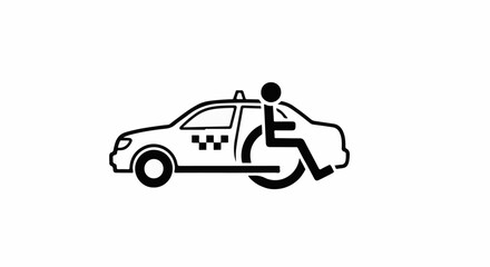 Obraz premium Icon of a taxi with a wheelchair symbol indicating accessible transport