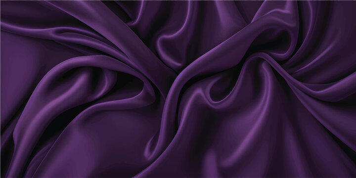 Luxurious deep purple satin fabric with elegant folds and soft sheen