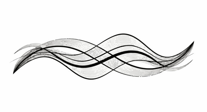Intertwined abstract wavy brush strokes in grayscale
