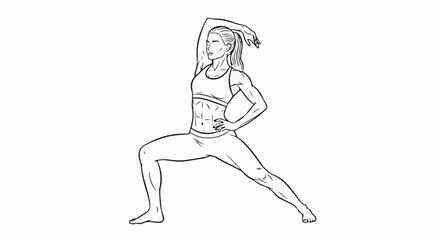 Obraz premium Line art of a woman in athletic wear performing a yoga pose