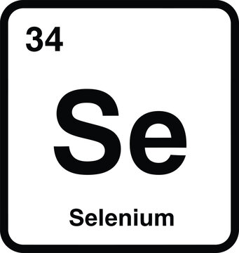 Selenium element symbol displayed with atomic number 34 and name on a white background.