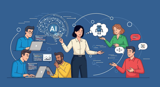 People working with AI technology.
