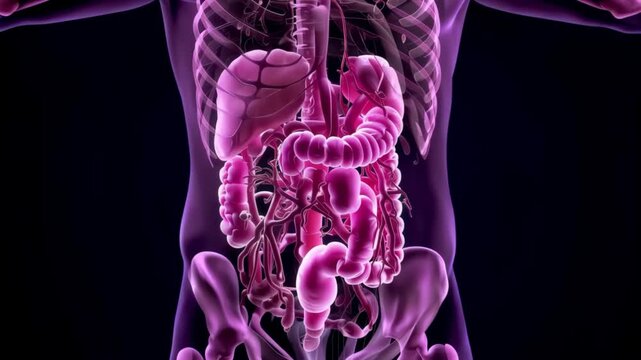 Anatomical Illustration of the Human Digestive System, Showcasing the Intricate Network of Organs Responsible for Breaking Down Food and Absorbing Nutrients.
